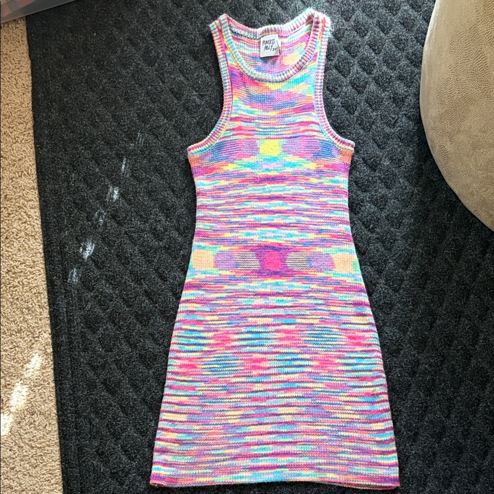Princess Polly Multicolor Geometric Design Knit Sleeveless Dress Size 6